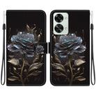 For OnePlus Nord 2T Crystal Texture Colored Drawing Leather Phone Case(Black Rose) - 1