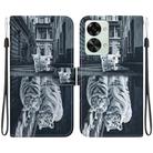 For OnePlus Nord 2T Crystal Texture Colored Drawing Leather Phone Case(Cat Tiger Reflection) - 1