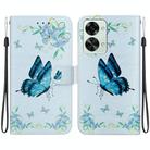 For OnePlus Nord 2T Crystal Texture Colored Drawing Leather Phone Case(Blue Pansies) - 1
