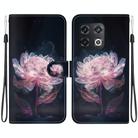 For OnePlus 10 Pro 5G Crystal Texture Colored Drawing Leather Phone Case(Purple Peony) - 1