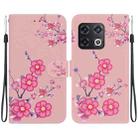 For OnePlus 10 Pro 5G Crystal Texture Colored Drawing Leather Phone Case(Cherry Blossoms) - 1