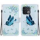 For OnePlus 10 Pro 5G Crystal Texture Colored Drawing Leather Phone Case(Blue Pansies) - 1