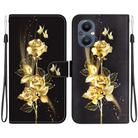 For OnePlus Nord N20 5G Crystal Texture Colored Drawing Leather Phone Case(Gold Butterfly Rose) - 1