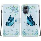 For OnePlus Nord N20 5G Crystal Texture Colored Drawing Leather Phone Case(Blue Pansies) - 1