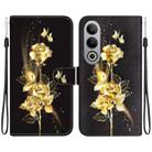 For OnePlus Nord CE4 5G Crystal Texture Colored Drawing Leather Phone Case(Gold Butterfly Rose) - 1