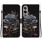 For OnePlus Nord CE4 5G Crystal Texture Colored Drawing Leather Phone Case(Black Rose) - 1