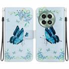 For OnePlus Ace 3 Pro Crystal Texture Colored Drawing Leather Phone Case(Blue Pansies) - 1