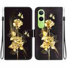 For OnePlus Nord CE4 Lite Crystal Texture Colored Drawing Leather Phone Case(Gold Butterfly Rose) - 1