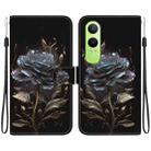 For OnePlus Nord CE4 Lite Crystal Texture Colored Drawing Leather Phone Case(Black Rose) - 1