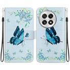 For OnePlus 13 Crystal Texture Colored Drawing Leather Phone Case(Blue Pansies) - 1