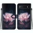 For Google Pixel 6a Crystal Texture Colored Drawing Leather Phone Case(Purple Peony) - 1