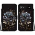 For Google Pixel 6a Crystal Texture Colored Drawing Leather Phone Case(Black Rose) - 1