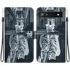 For Google Pixel 6a Crystal Texture Colored Drawing Leather Phone Case(Cat Tiger Reflection) - 1