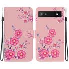 For Google Pixel 6a Crystal Texture Colored Drawing Leather Phone Case(Cherry Blossoms) - 1