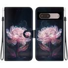 For Google Pixel 7 Pro Crystal Texture Colored Drawing Leather Phone Case(Purple Peony) - 1