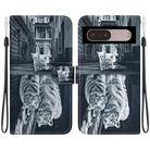 For Google Pixel 7 Pro Crystal Texture Colored Drawing Leather Phone Case(Cat Tiger Reflection) - 1