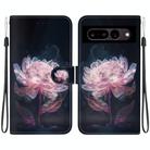 For Google Pixel 7 Crystal Texture Colored Drawing Leather Phone Case(Purple Peony) - 1