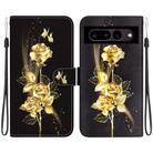 For Google Pixel 7 Crystal Texture Colored Drawing Leather Phone Case(Gold Butterfly Rose) - 1