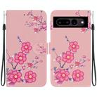 For Google Pixel 7 Crystal Texture Colored Drawing Leather Phone Case(Cherry Blossoms) - 1