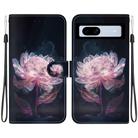 For Google Pixel 7a Crystal Texture Colored Drawing Leather Phone Case(Purple Peony) - 1