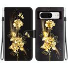 For Google Pixel 8 Crystal Texture Colored Drawing Leather Phone Case(Gold Butterfly Rose) - 1