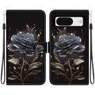 For Google Pixel 8 Crystal Texture Colored Drawing Leather Phone Case(Black Rose) - 1