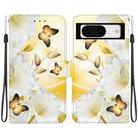 For Google Pixel 8 Crystal Texture Colored Drawing Leather Phone Case(Gold Butterfly Epiphyllum) - 1