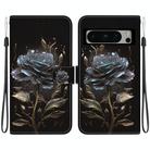 For Google Pixel 8 Pro Crystal Texture Colored Drawing Leather Phone Case(Black Rose) - 1