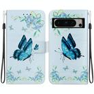 For Google Pixel 8 Pro Crystal Texture Colored Drawing Leather Phone Case(Blue Pansies) - 1