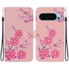 For Google Pixel 9 Crystal Texture Colored Drawing Leather Phone Case(Cherry Blossoms) - 1