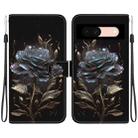 For Google Pixel 8a Crystal Texture Colored Drawing Leather Phone Case(Black Rose) - 1