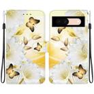 For Google Pixel 8a Crystal Texture Colored Drawing Leather Phone Case(Gold Butterfly Epiphyllum) - 1