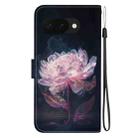 For Google Pixel 9a Crystal Texture Colored Drawing Leather Phone Case(Purple Peony) - 3