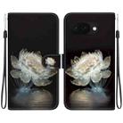 For Google Pixel 9a Crystal Texture Colored Drawing Leather Phone Case(Crystal Peony) - 1