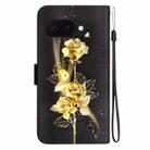 For Google Pixel 9a Crystal Texture Colored Drawing Leather Phone Case(Gold Butterfly Rose) - 3