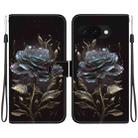 For Google Pixel 9a Crystal Texture Colored Drawing Leather Phone Case(Black Rose) - 1