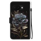 For Google Pixel 9a Crystal Texture Colored Drawing Leather Phone Case(Black Rose) - 3