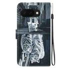 For Google Pixel 9a Crystal Texture Colored Drawing Leather Phone Case(Cat Tiger Reflection) - 3