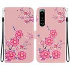 For Sony Xperia 5 III Crystal Texture Colored Drawing Leather Phone Case(Cherry Blossoms) - 1