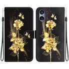 For Sony Xperia 5 V Crystal Texture Colored Drawing Leather Phone Case(Gold Butterfly Rose) - 1
