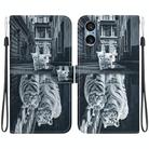 For Sony Xperia 5 V Crystal Texture Colored Drawing Leather Phone Case(Cat Tiger Reflection) - 1