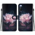 For Sony Xperia 10 III Crystal Texture Colored Drawing Leather Phone Case(Purple Peony) - 1