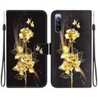 For Sony Xperia 10 III Crystal Texture Colored Drawing Leather Phone Case(Gold Butterfly Rose) - 1