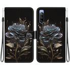 For Sony Xperia 10 III Crystal Texture Colored Drawing Leather Phone Case(Black Rose) - 1