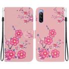 For Sony Xperia 10 III Crystal Texture Colored Drawing Leather Phone Case(Cherry Blossoms) - 1