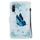 For Sony Xperia 10 III Crystal Texture Colored Drawing Leather Phone Case(Blue Pansies) - 3