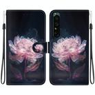 For Sony Xperia 1 IV Crystal Texture Colored Drawing Leather Phone Case(Purple Peony) - 1