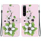 For Sony Xperia 1 IV Crystal Texture Colored Drawing Leather Phone Case(Lily) - 1