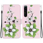 For Sony Xperia 1 IV Crystal Texture Colored Drawing Leather Phone Case(Lily) - 1