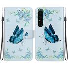 For Sony Xperia 1 IV Crystal Texture Colored Drawing Leather Phone Case(Blue Pansies) - 1